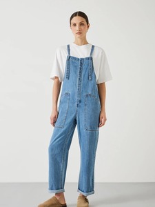 Salopette en jean tendance pour femme, coupe ajustée, douce et confortable, bretelles réglables, tenue décontractée streetwear - Product Image 1