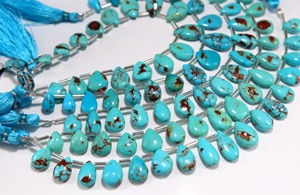 Cuentas de Turquesa Egipcia en Forma de Pera de la Marca Prince Mines, Cuentas de Piedras Preciosas Naturales Lisas en Forma de Lágrima para la Fabricación de Collares y Joyería - Product Image 2