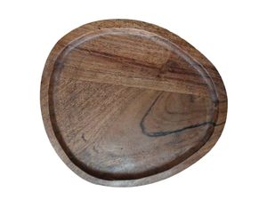 Plateau décoratif floral moderne en bois d'acacia, rond, résistant à la chaleur, plateau de service écologique, assiette de présentation pour la maison et les restaurants - Product Image 1