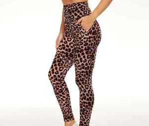 Leggings de Cintura Alta con Estampado de Leopardo para Mujer, con Bolsillos, Tejidos en Spandex y Poliéster Elástico, Casuales, para Todas las Temporadas - Product Image 1