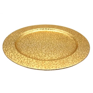 Plato redondo de hierro y metal elegante de color dorado para cocina y mesa al por mayor, plato y bandeja de estilo clásico - Product Image 1