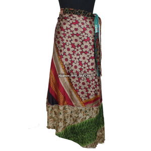 Faldas Vintage, Falda Cruzada, Sari de Seda India, Estilo Bohemio, Mágico, para Mujer, Nueva Moda Femenina, Talla Grande, Falda India Sexy con Estampado - Product Image 5
