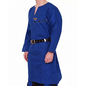 Túnica Medieval Azul de Algodón de Alta Calidad, Manga Larga, Cuello en V, Armadura de Caballero Vikingo para Eventos Históricos y Festivales - Product Image 2
