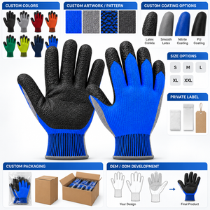 Gants de travail en latex personnalisés avec revêtement froissé, haute adhérence, protection des mains, vente en gros OEM - Product Image 5