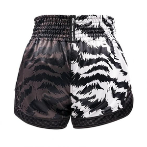 Shorts Dobles de Muay Thai de Alta Calidad, Diseño de Camuflaje Tigre Blanco y Negro, para Boxeo, MMA, Kickboxing, Unisex, Sublimados - Product Image 2