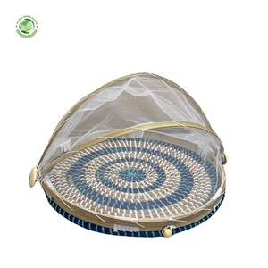 Seagrass food <b>cover</b> with navy pattern Kitchenware and <b>table</b> decoration Wholesale eco-friendly Made in Vietnam - Product Image 2