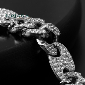 Bracelet chaîne gourmette pour homme en argent 925 plaqué rhodium, style hip-hop, à porter au quotidien, avec accent de diamant de laboratoire - Product Image 3
