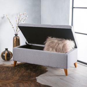 Ainsley Tufted Button <b>Storage</b> Ottoman Bench <b>with</b> Hinged Lid for Home Decor in Living Room or Bedroom Stylish <b>Stools</b> & Ottomans - Product Image 4