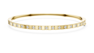 Bracelet jonc fin en or jaune avec accent diamant, élégant, de luxe, pour femme, bracelet manchette articulé, cadeau de mariage, bijoux de fête - Product Image 4