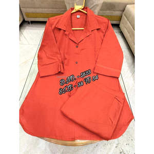 Beautiful Heavy Cotton Slub / Cotton Flex (खादी) Best Quality Fabric Cordset ( Short Length Shirt - 29”) With <b>Wooden</b> <b>Buttons</b> & L - Product Image 4