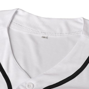 Camiseta de Béisbol Clásica Blanca con Ribete Negro, Cierre de Botones, Ropa Deportiva de Secado Rápido - Product Image 4