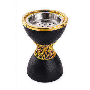 Quemador de incienso de latón martillado negro mate con detalles dorados, regalo para Eid, reloj de arena árabe, Mabkhara, soporte metálico para Oud Bakhoor, para decoración del hogar. - Product Image 1