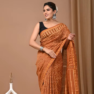 Sari en soie Chanderi de qualité export, tissu à tombé fluide - Product Image 1