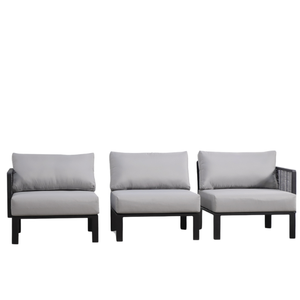 Canapé d'extérieur modulable en mousse avec structure métallique, durable, pour hôtels, appartements et villas - Product Image 3