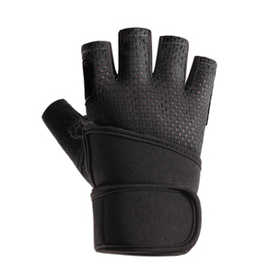 Wholesale Lightweight Half Finger PU Unisex Weightlifting Gloves Breathable Long Wrist Strap Gym Sports Bodybuilding Fitness - Product Image 4