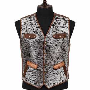 Chaleco Casual sin Cuello para Hombre, de Piel Sintética a Cuadros, con un Solo Botón, con Cintas, para Invierno, de Poliéster/Algodón - Product Image 1