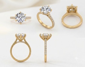 Anillo de Compromiso de Diamante Redondo de Moissanita Certificado por GRA de 3.5CT, Oro de 10K, 6 Puntas, Catedral, Pavé, Solitario, Joyería Personalizada - Product Image 3