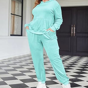 Conjunto Deportivo Casual de Invierno para Mujer, Suave y Cálido, con Capucha, Estampado o Liso, Diseño Cómodo, Reversible, Transpirable, 100% Algodón - Product Image 5