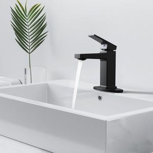Rubinetto Monocomando Nero Opaco per Lavabo Bagno e Lavanderia con Base per 1-3 Fori e Tubi da 9/16 Pollici - Product Image 3