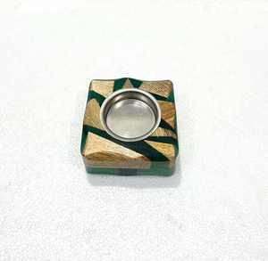Brûleur d'encens artisanal en résine écologique et durable, avec récupérateur de cendres, incrustation géométrique rustique, support de parfum d'intérieur, Bakhoor aromatique - Product Image 2