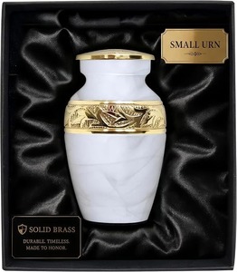 Green Cremation Urn for Adult Human Ashes <b>Memorial</b> Keepsake Container Durable Design Urn with Velvet <b>Box</b> - Product Image 4