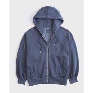 เสื้อฮู้ดแขนยาวแบบมีซิปของผู้หญิงเสื้อมีฮู้ดรุ่นเฮฟวี่เวทเสื้อผ้าฝ้าย500GSM - Product Image 6