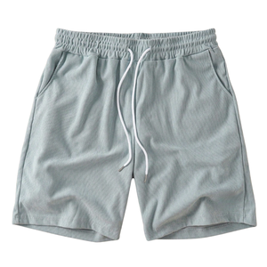 Shorts en tricot côtelé pour homme, décontractés, été, cordon de serrage, taille élastique, poches latérales, tissu texturé doux, coupe décontractée, à porter au quotidien - Product Image 3