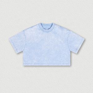 Camiseta Corta de Algodón con Lavado Ácido para Mujer, Manga Corta, Estilo Oversize, Casual, Streetwear, a la Moda - Product Image 3