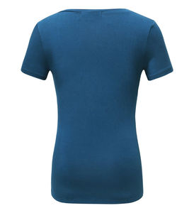Camiseta de Mujer de Algodón/Fibra de Bambú, Jersey, Color Sólido, Corte Regular, Suave, Informal, Manga Corta, con Logo, Lisa, para Verano - Product Image 3