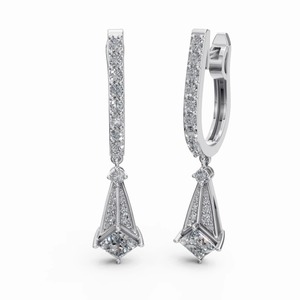 Boucles d'oreilles en diamant taille princesse de qualité supérieure en or blanc, diamants naturels certifiés GIA pour mariage féminin - Product Image 4