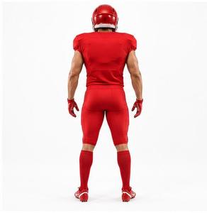 Conjunto de Uniforme de Fútbol Americano Rojo, Jersey con Cuello en V, Pantalones, Protección, 100% Algodón, Equipamiento Completo para Hombre Adulto, ODM, Transpirable - Product Image 2