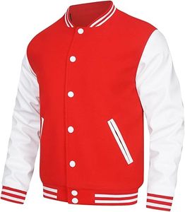 Men's Wool <b>Leather</b> Varsity <b>Jacket</b> Comfortable and Trendy Casual Wear Durable and Breathable Outfit - Product Image 3
