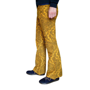 Pantalon évasé jaune imprimé pour homme, taille élastique, style décontracté, 100% coton, style été - Product Image 3