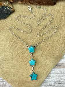 Handmade Blue Turquoise Star <b>Necklace</b> Sterling Silver Celestial <b>Boho</b> Southwestern Jewelry Gift for Her - Product Image 6