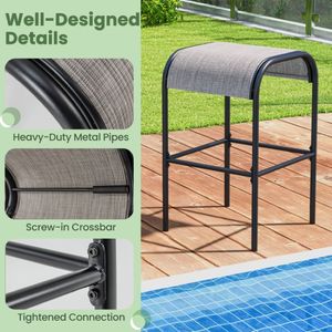 Sgabelli da Bar in Metallo con Seduta Curva in Tessuto, Arredamento da Esterno per Patio, Durevoli ed Eleganti - Product Image 5