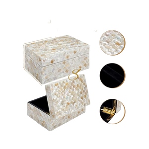 Handmade Mother of Pearl Jewelry Box with Lid Rectangular Wooden Nacre Storage <b>Case</b> for <b>Earrings</b> Bangles Watches - Product Image 5