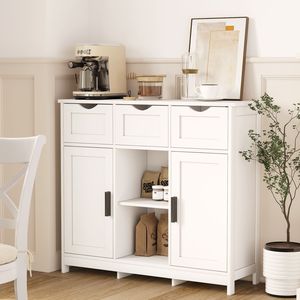 Mobili contenitori in legno con cassetti e ripiani, mobiletto decorativo per soggiorno, camera da letto, bagno - Product Image 2