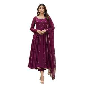 Robe de soirée noire de style indien pakistanais avec dupatta et kameez pour mariage - Product Image 1