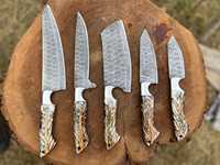 Ensemble de couteaux de chef professionnels de haute qualité, 5 pièces, lames en acier Damas, bord dentelé, pour droitiers, durables, tranchants, manche personnalisé