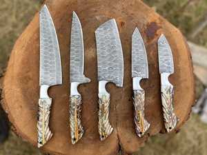 High Quality 5 PCS Professional <b>Kitchen</b> <b>Knife</b> Set With Damascus Steel Blade and Custom Handle <b>Kitchen</b> <b>Knife</b> Set For Hot Sale - Product Image 4