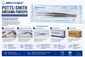 Pinzas de Presión POTTS-SMITH con Puntas Finas Dentadas, Instrumento Quirúrgico ZETOMEDPRO - Product Image 5