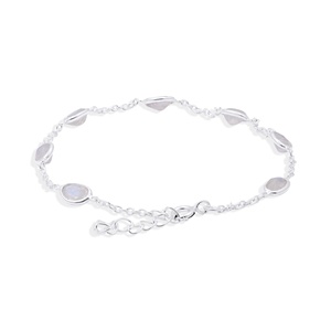 Pulsera de Cadena con Bisel de Piedra Lunar Ovalada Natural de Plata de Ley 925 Bañada en Oro al por Mayor - Joyas Memoria - Product Image 4