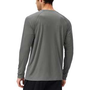 Premium Long Sleeve <b>Grey</b> Men's Rash Guard UPF 50 Plus Sun Protection Quick Dry Athletic <b>Tight</b> Fit Swim Shirt Bulk - Product Image 2