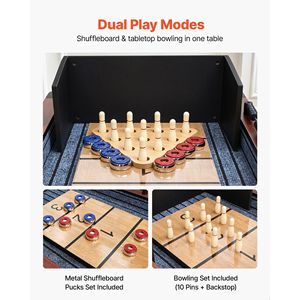 Tavolo da gioco 2-in-1 da 3,6 m per Shuffleboard e Bowling, Finitura in Legno Rustico, Resistente ai Graffi - Product Image 3