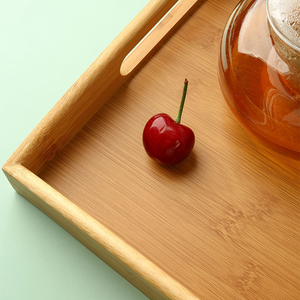 Bandeja otomana decorativa de madera para mesa, bandeja redonda de madera de acacia para servir con asas de artesanía creciente - Product Image 5