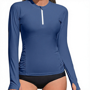 Camiseta de Protección Solar UV para Mujer, Personalizada OEM, Manga Larga, Secado Rápido, UPF 50+, Poliéster y Nailon, para Playa, Surf y Deportes Acuáticos - Product Image 1