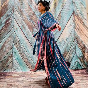 Wholesale Elegant Summer Tie Dye Sarong <b>Kaftan</b> for Women New Straight Silhouette Casual <b>Beach</b> Dress Home Loungewear Cover-Up - Product Image 3