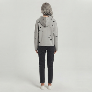 Sweat à capuche unisexe OEM Street Wear personnalisé, 360 GSM, 100% coton molletonné, zippé, délavé à l'acide, écologique, respirant, déchiré, pour l'hiver - Product Image 6