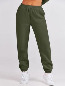 Women's Olive Green Eco-friendly 100% Cotton Hooded Tracksuit Set Full Sleeve Solid Color Casual Regular Fit <b>Sweatshirt</b> Pants - Product Image 5