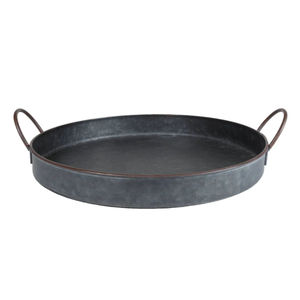 Juego de 2 bandejas de servir rectangulares de metal galvanizado gris con asas, bandejas decorativas de hierro para decoración del hogar y la cocina - Product Image 6